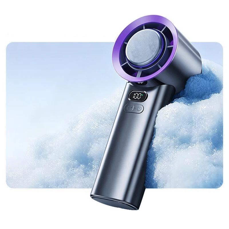 MUXNW Semiconductor Cooling Handheld Fan 13500RPM 100-Speed Digital Screen USB-C Bladeless Outdoor Fan Black