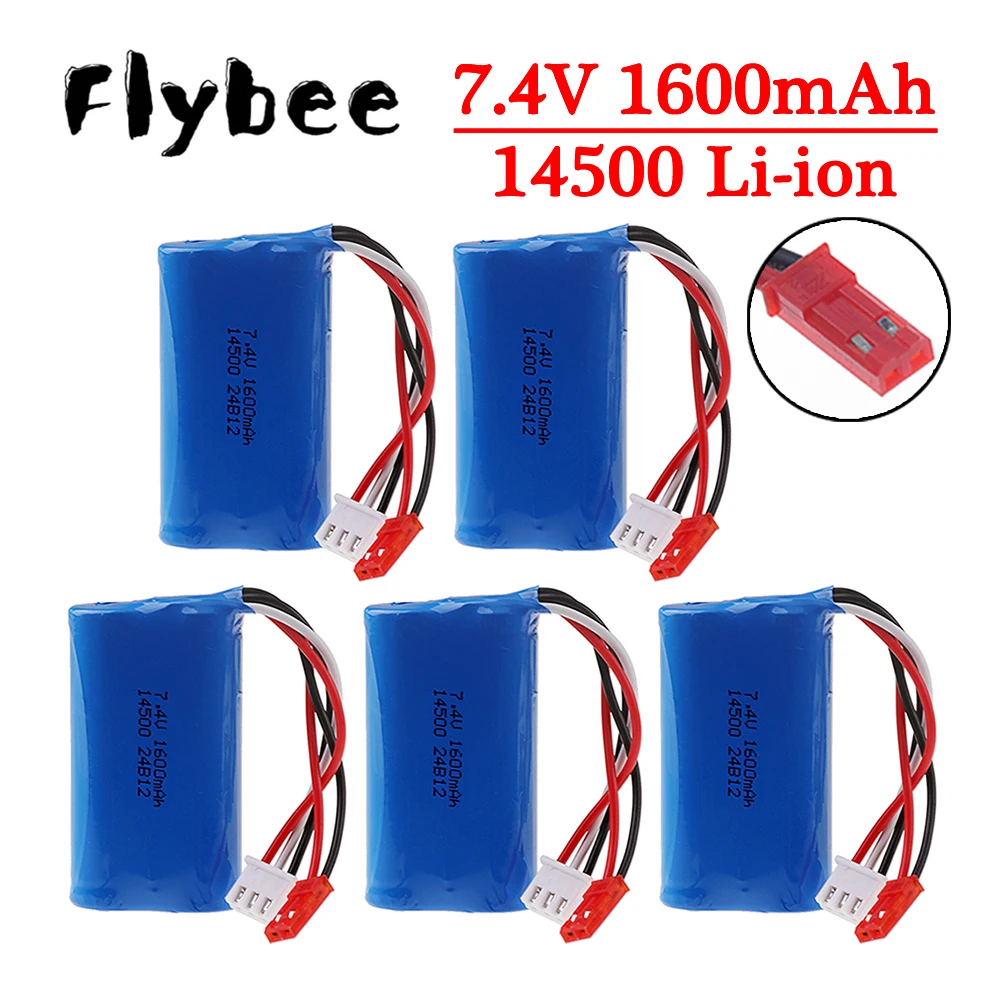 Batería de 7,4 V para Wltoys WL917 RC Boat 2S 14500 7,4 V 1600mAh para Syma F1 FX059 RC avión FT007 RC barco juguetes piezas vs 1200mah