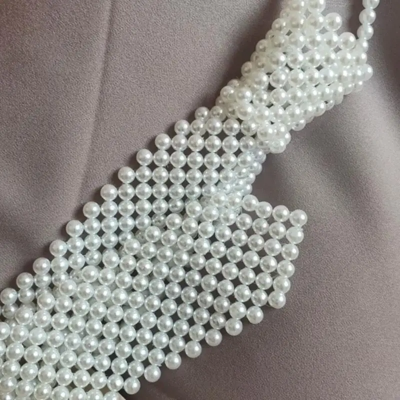 39BD Bowtie Mädchen-Hemd-Krawatte mit Perlenverzierungen Mädchen-Hemd-Fliege – Detail 7