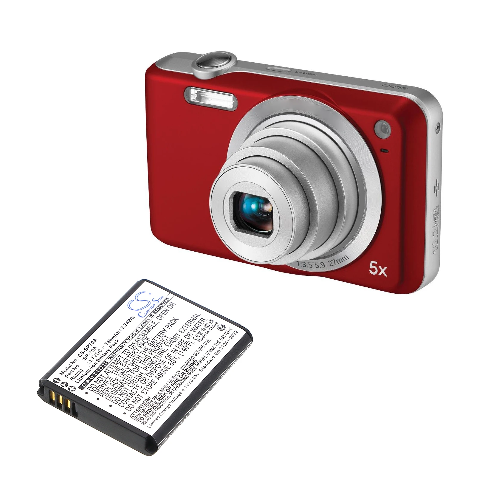 

Li-ion Camera Battery for Samsung, 3.7V, 740mAh , Compatible Models: AQ100, DV100, DV101, DV150, DV150F, DV90, EC-MV800ZBPBUS