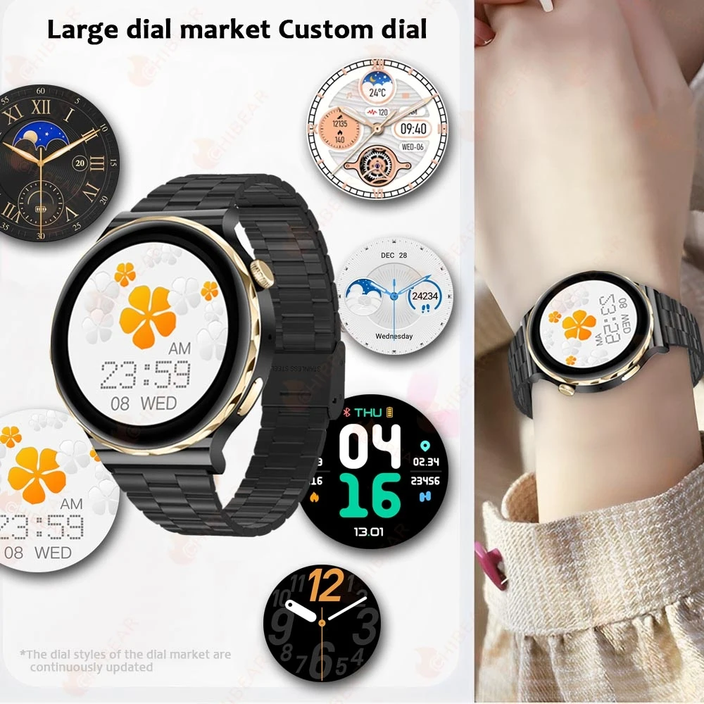 2024 Nieuwe Mode Vrouwen Smart Watch Hartslag Gps Sport Fitness Horloge Waterdicht Voice Call Amoled Smart Watch Voor Android Ios