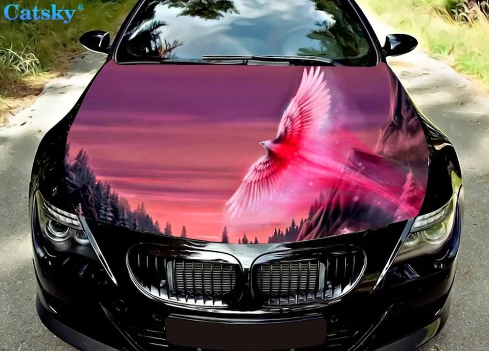 

Виниловые наклейки на капот автомобиля Joy of the Phoenix, виниловая пленка, наклейки на крышку двигателя, автомобильные аксессуары, защита капота автомобиля