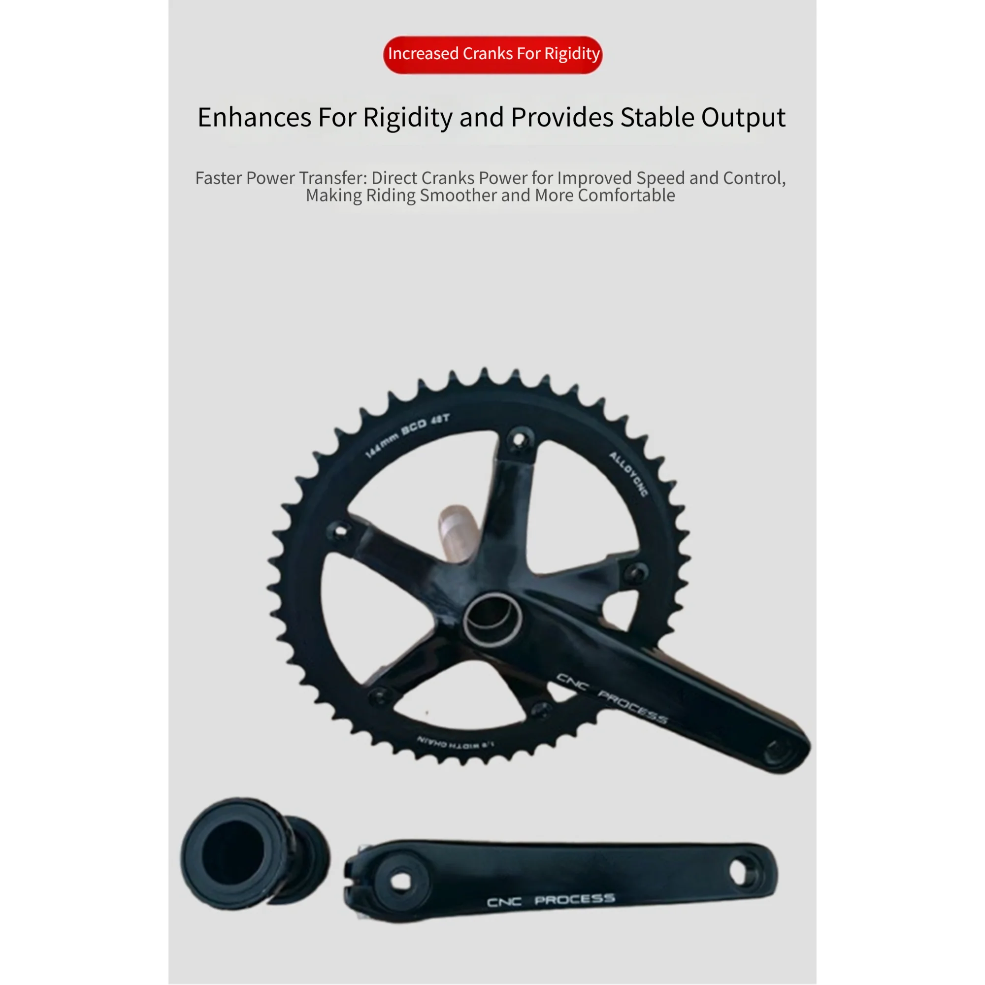 48T 144BCD Hollow Single Unit CNC Aluminum Alloy Bicycle Crankset Black Anodized Finish For Density For Fixed Gear Track