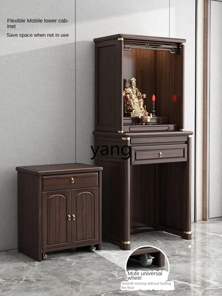 Yjq Solid Wood Buddha Niche Clothes Closet Household Purple Gold Ebony Altar Living Room God of Wealth Worship Cabinet