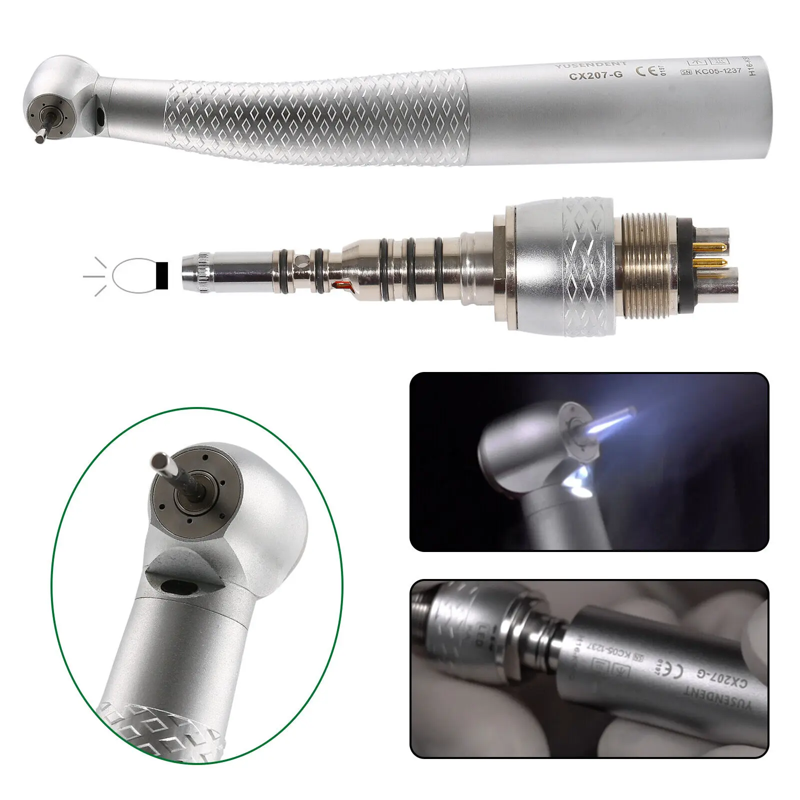 Coxo KaVo style Dental Fiber Optic LED High Speed Handpiece Push Button /Multiflex Quick Coupler 6Hole