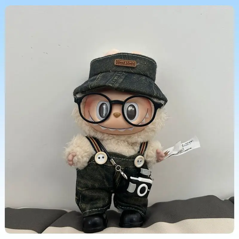 

Одежда для куклы Labubu 17 см, джинсовый комбинезон в стиле ретро, совместимый с виниловой плюшевой куклой V1 V2 V3, модный набор хлопковых кукол