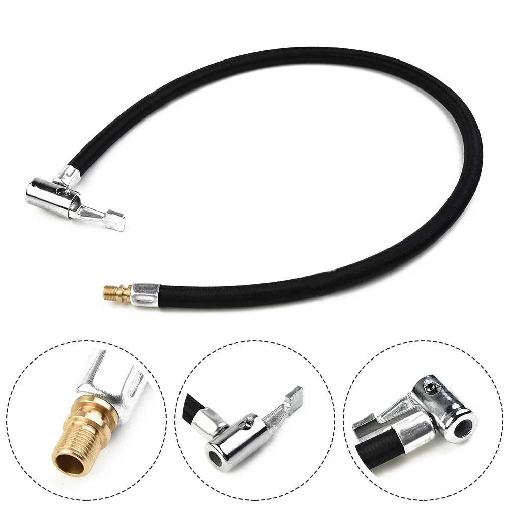 Connect Air Inflator Hose Adapter Extension M8x0.75 Parts Pipe Pump Replacement Rubber+Metal+Cloth Tire Tube 60cm