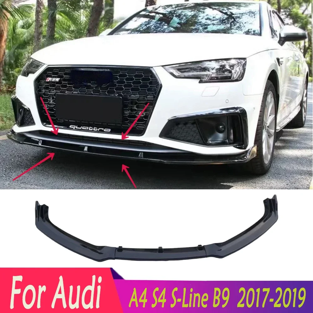 

Hot Sale For Audi 2017-2019 A4 S4 Car Front Bumper Lip Spoiler Splitter Guards Cover Deflector Front Bumper Lip Chin Body Kit