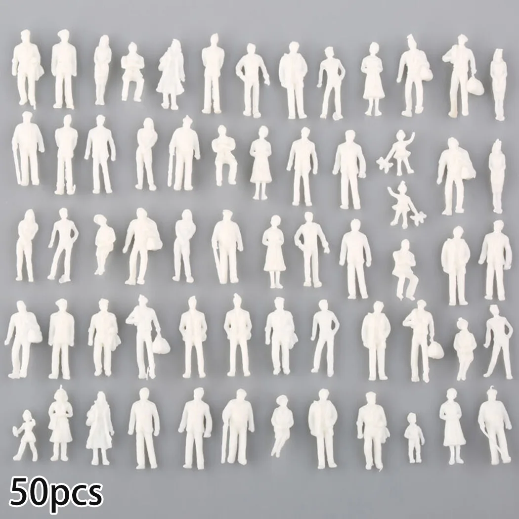 50/100Pcs 1:75 Scale 25mm Model Miniature White Figures Human Architectural Model Able Model Making Outdoor Land Scene Decor