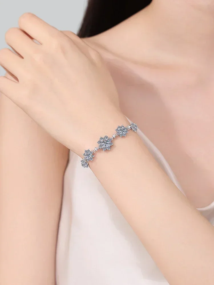 أزياء مويسانيتي سحر سوار جودة عالية S925 الفضة عباد الشمس أساور قابل للتعديل الإسورة للنساء غرامة مجوهرات مع #4