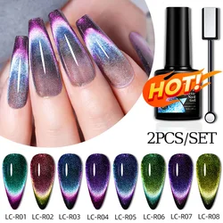 LILYCUTE 7ML 9D Reflective Dynamic Cat Magnetic Gel Nail Polish Set With Magnetic Stick Semi Permanent Nail Art Gel Varnish
