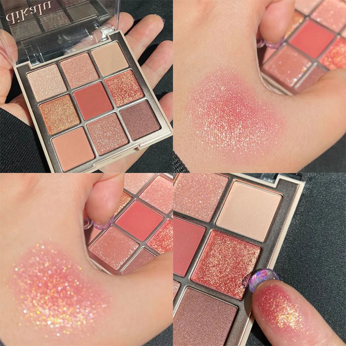 DIKALU Rich Rose INS Korean Transparent Nine-color Acrylic Eyeshadow Palette Pearlescent Matte Nine-grid Eyeshadow