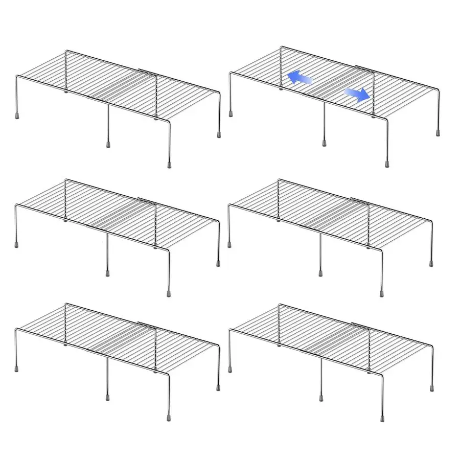 

Cabinet Storage Shelf Rack, Expandable Metal Rustproof Kitchen Counter and Cabinet Shelf, Storage Rack Organizer Space Saver for