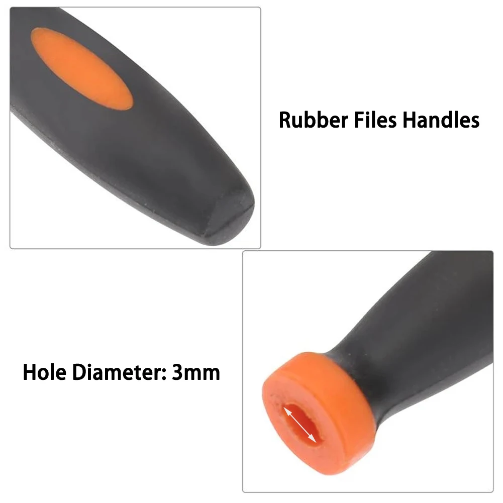 10pcs Rubber Files Handles 3mm Hole Diameter 60*5mm / 2.36*0.19 Inch Diameter Hand Tools Wood File Handle Replacement Durable