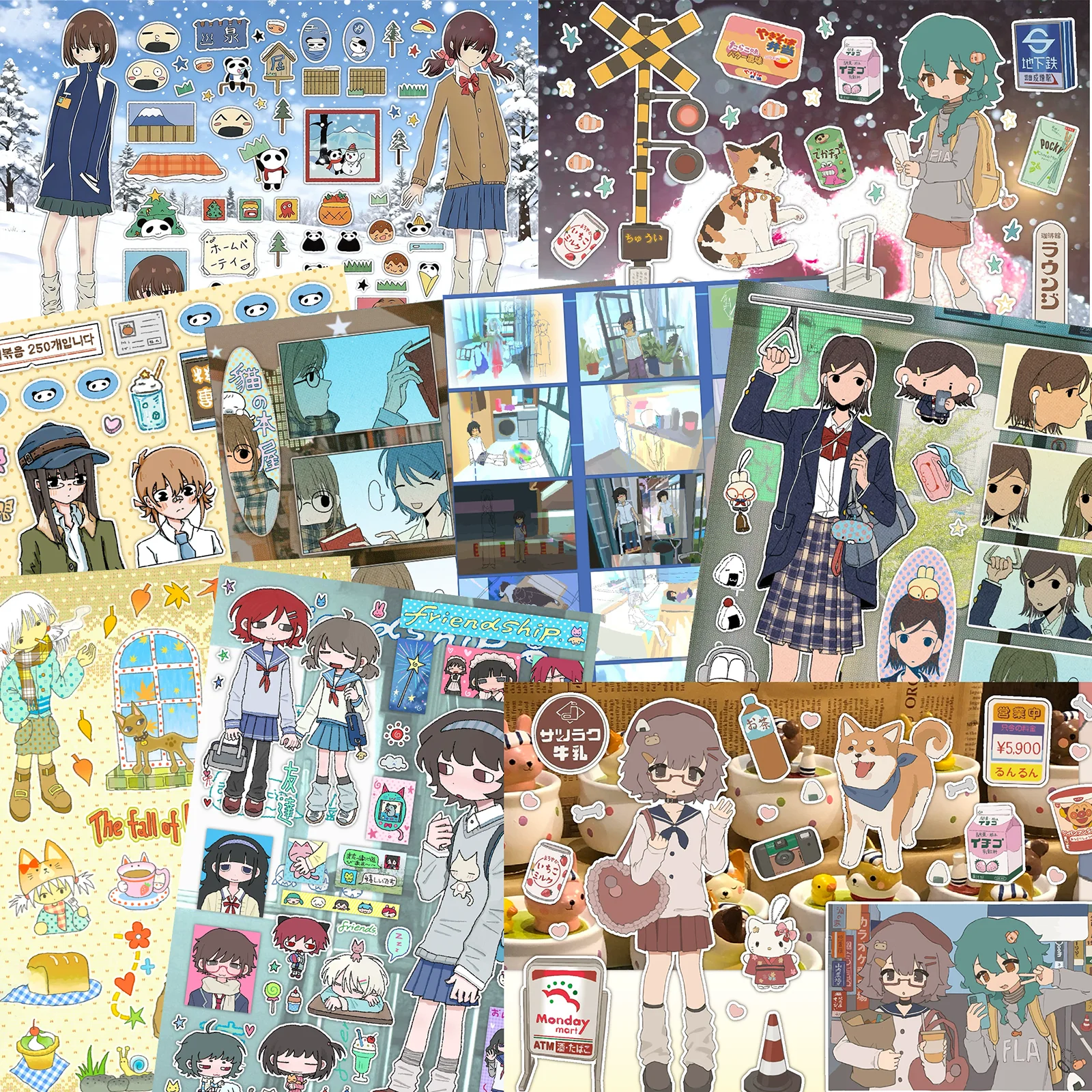 

Japanese Stickers Cute Cartoon Gilr Ins Korean Collage Characters Guka Stickers DIY Decorative Handbook