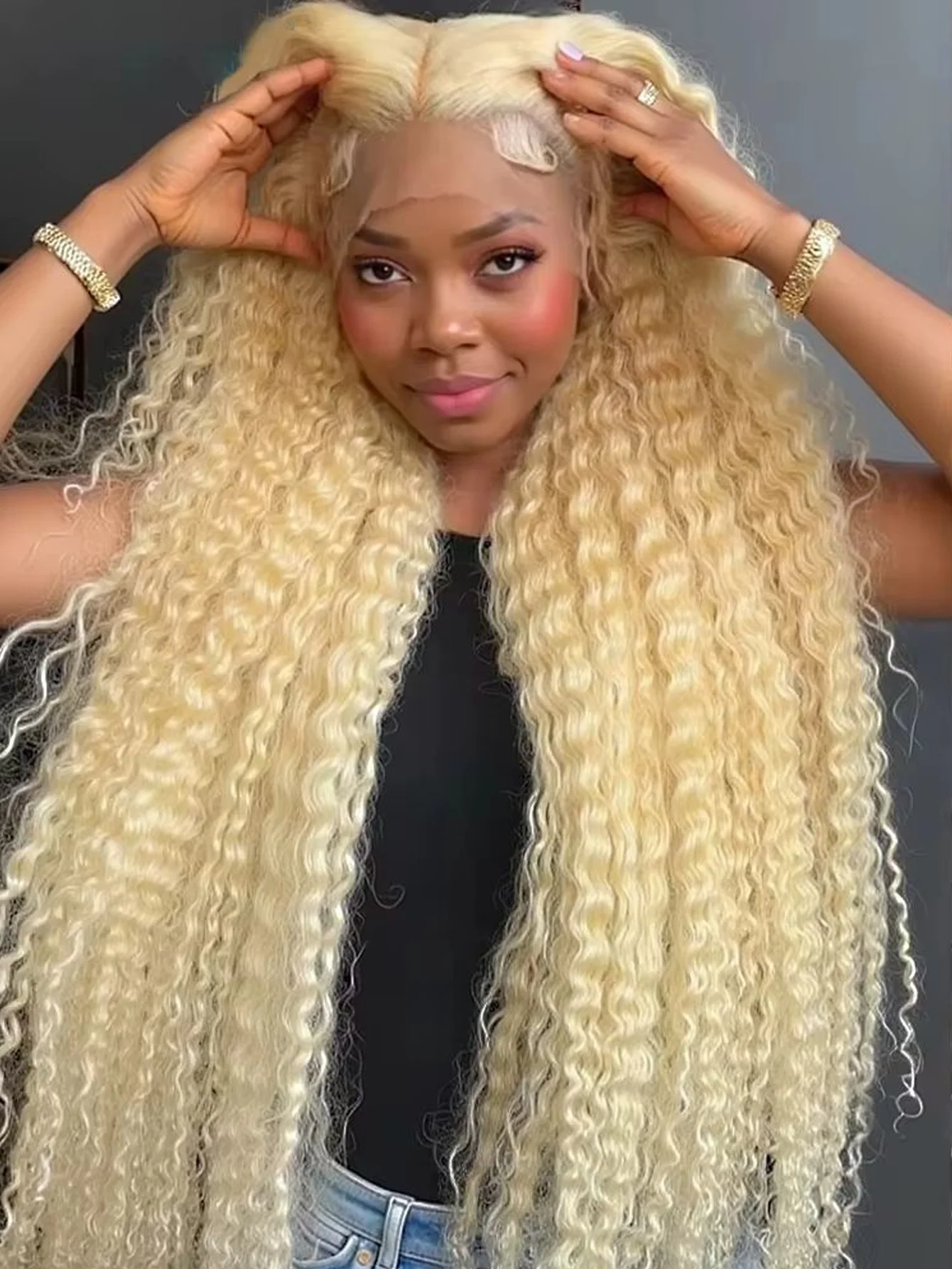 30 pulgadas 200 densidad 13x4 peluca con malla frontal 613 Rubio onda profunda peluca Frontal de encaje cabello humano rizado brasileño Pre desplumado