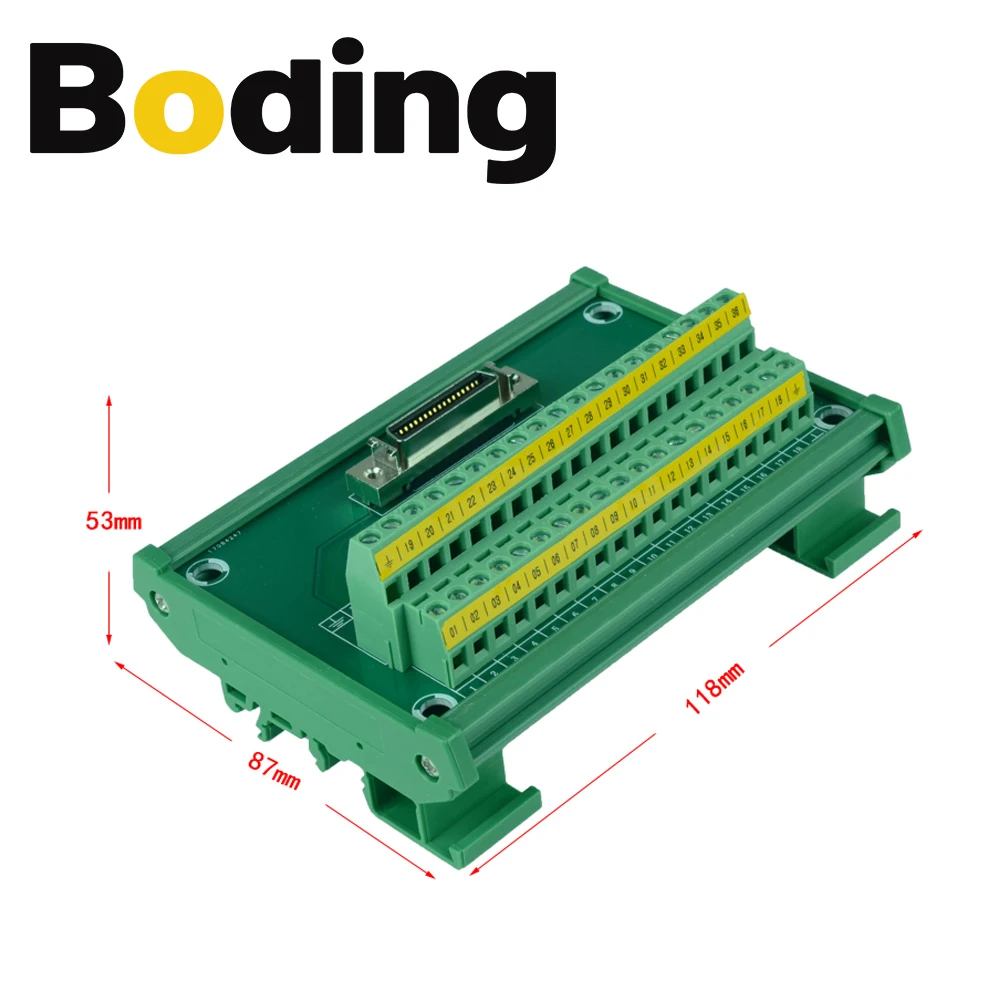 Boding  Guide rail type installation terminal board   Scsi36  i/o board  with cable 0.5m 1m 2m 3m For Delta Siemens Mitsubishi