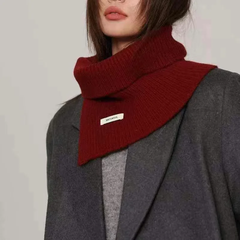 wool knitted scarf women's autumn and winter Korean version of versatile turtleneck fake collar split  scarf tide