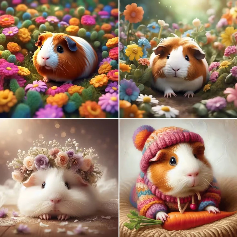 Frameless Cute Guinea Pig DIY Diamond Painting Kit Funny Animals Pictures Diamond Embroidery Mosaic Handicraft Home Decoration