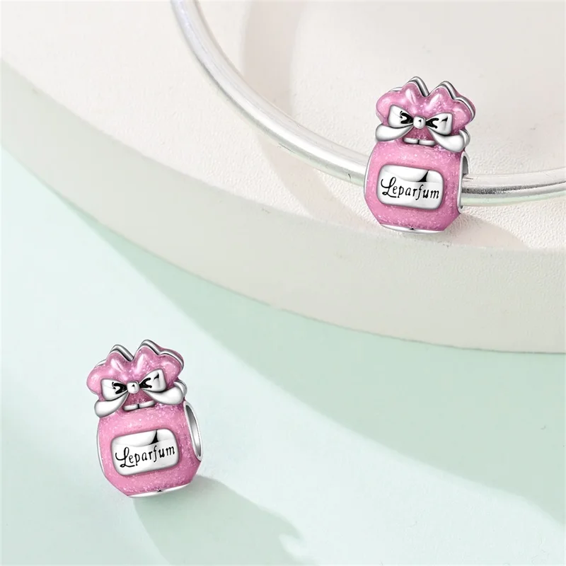 

925 Sterling Silver French Princess Perfume Bottle Charms Beads For Women Fit Original Bracelet DIY Anniversary Jewelry Gifts