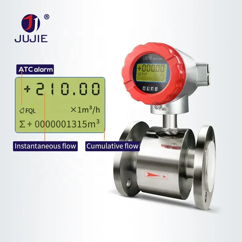 Analog Wastewater Flow Meter Electromagnetic Flow Meters 304 Stainless Steel Modbus