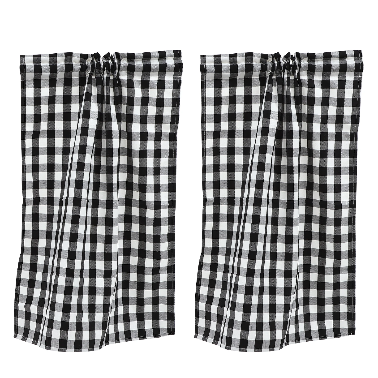 

2Pcs Black White Check Buffalo Plaid Window Valance Kitchen Curtain Decorative for Living Room Bathroom Window Valance