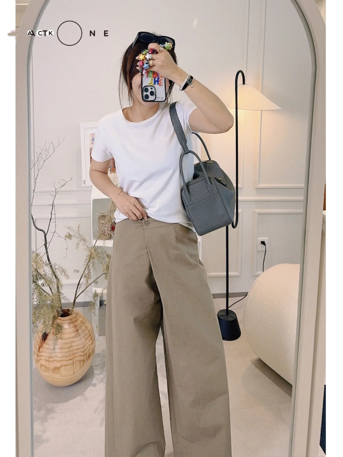 

Брюки Jialing «Элегантная эстетика» с асимметричным широким кроем BES2BI066LK, повседневные хлопковые женские брюки для работы, с завышенной талией