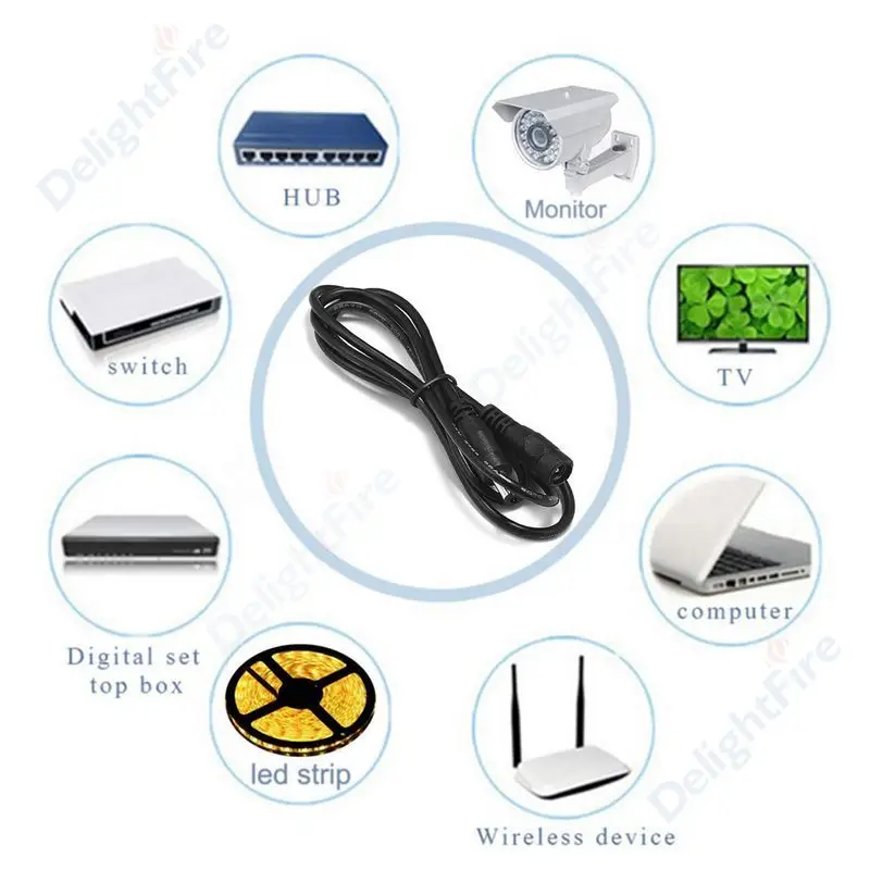 5.5mm 2.5mm 5V 12V DC Power Cable 0.5/1/1.5/2/3m Jack Connector Copper Wire Extension Cord for AC Power Adapter LED Strip Light