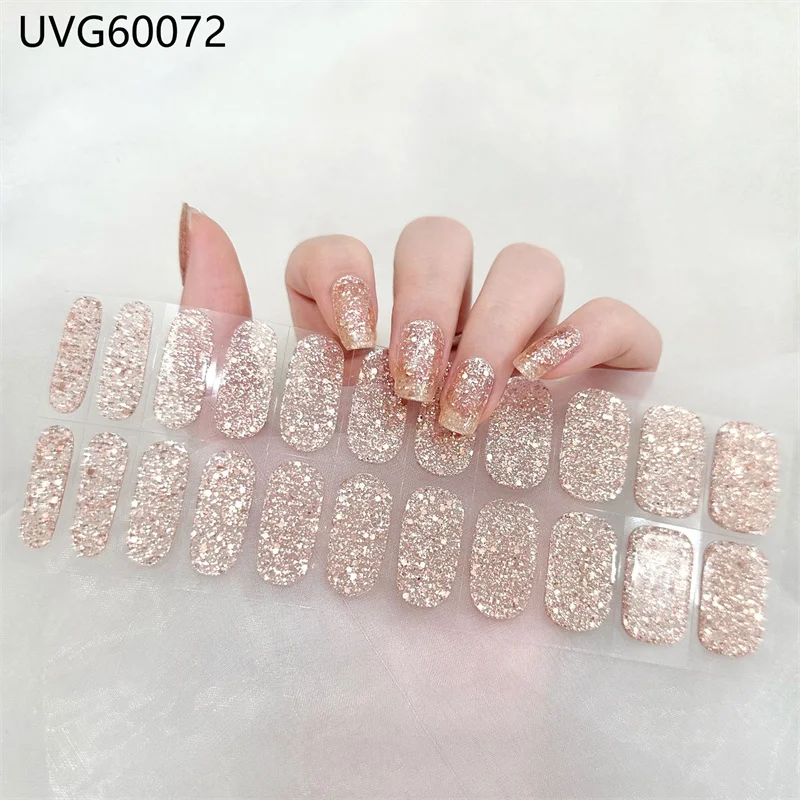 22Tips/Sheet Multicolor Decals Nail Stickers for UV Lamp Full High Quality Semi Cured Gel Nails Strips Nail art decorations