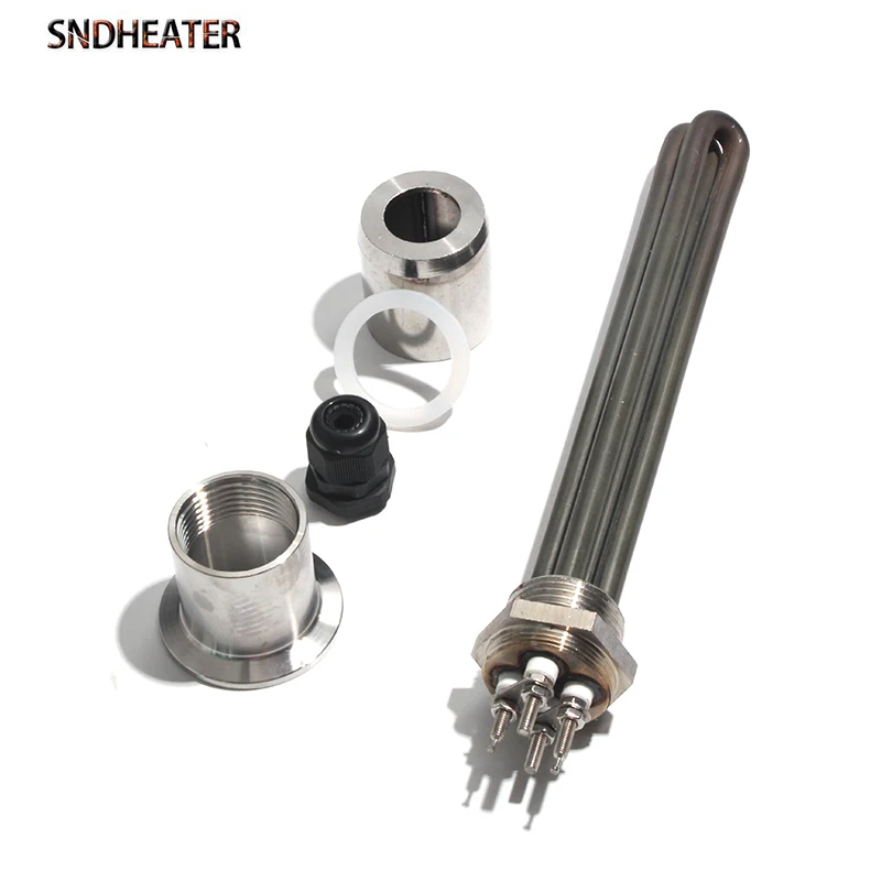 SNDHEATER DN25 32mm Thread Water Heating Element 220V 3KW 6KW 9KW 304SUS Green Oil Tube Acid Alkali Resistance With Accesories