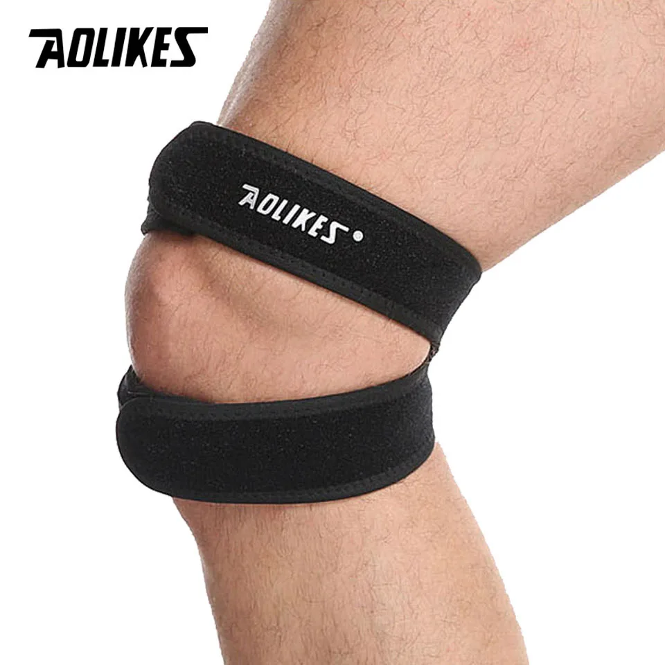 AOLIKES 1PCS Pressurized Knee Wrap Sleeve Support Bandage Pad Elastic Braces Knee Hole Kneepad Safety Basketball Tennis Cycling