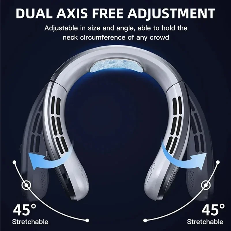 8000mAh USB Hanging Neck Fan Portable Bladeless Mini Rechargeable Mute LED Digital Display Electric Air Cooler Handheld