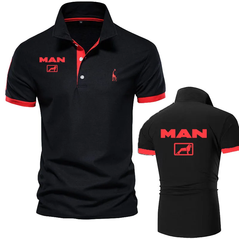 MAN Truck printing 2024 Men's Polo Shirts New Sports Quick Dry Breathable cotton Polos Shirts Business Casual Shorts Sleeve