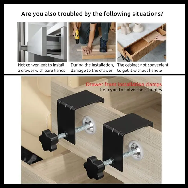[retail-tx]-lot-de-4-attaches-universelles-noires-pour-quincaillerie-de-meuble-pour-l'installation-de-portes-de-placards-en-bois-avec-foret-d'emboutissage