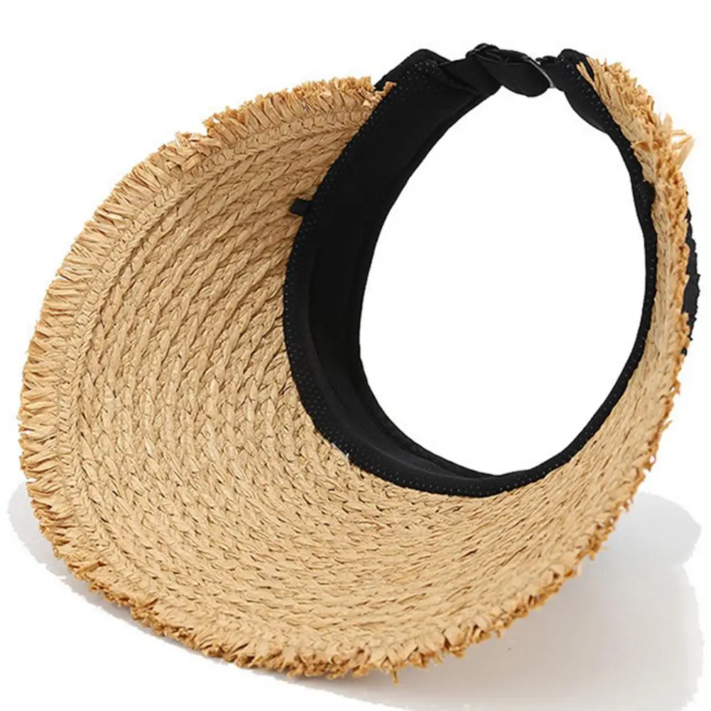 Foldable Sun Hat Beach Sun Hat Foldable Braided Straw Sun Hat Wide Brim Uv Protection Breathable Hollow Top Summer Travel