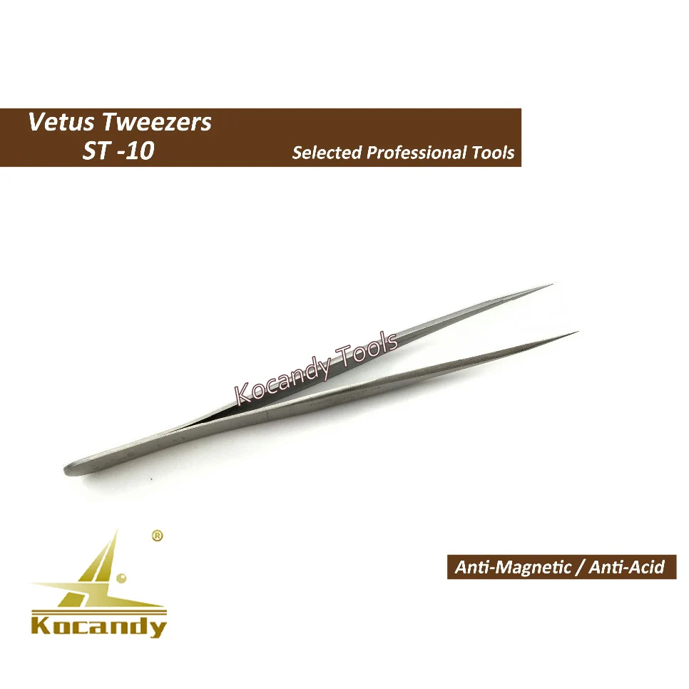 VETUS Pincettes ST-10 Fine Pointe Droite Haute Qualité En Acier Inoxydable Super Dur Anti-magnétique et Anti-acide Précision Pincettes