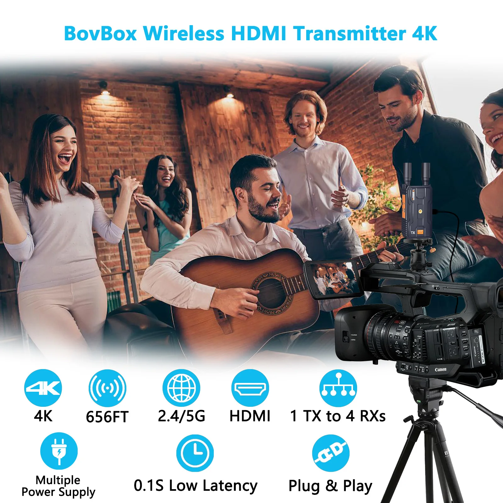 Wireless HDMI Transmitter and Receiver 4K 200M Plug&Play HDMI Extender for Streaming Video from Laptop/PC to Projector/Monitor