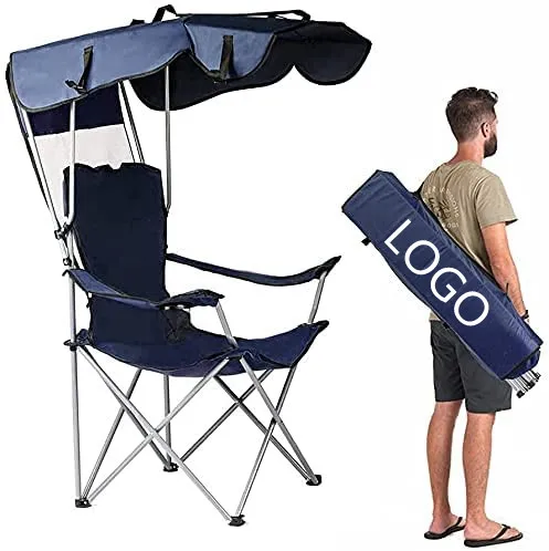 

WOQI Lightweight Portable Camping and Fishing Chair with Canopy Shade Arm Beach Chair with Cup Holder for Outdoor and Park Use