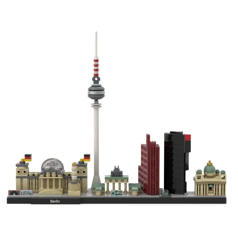 MOC Building Blocks Berlin Skyline Model Architecture Display Assemble Bricks Collection Educational Desktop Display Gifts