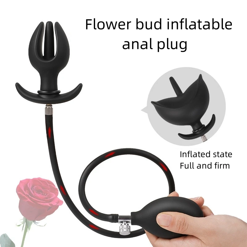 

Anal toys Flower Bud Inflatable Anal Plug Liquid Silicone External Vestibular Bead Expander Male Female Anal Dilator Sex toys