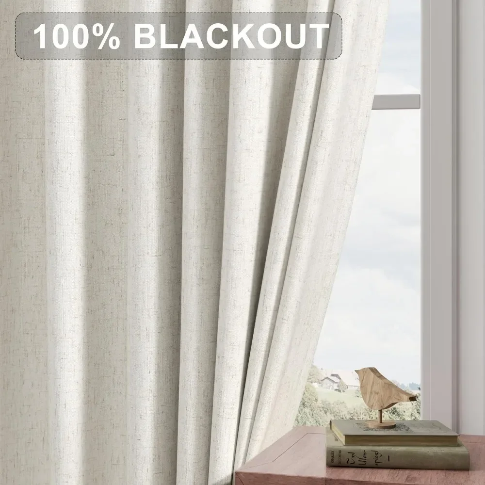 jz 100% Blackout Curtains 120 Inches Extra Long, Belt/Clip Rings,Floor to Ceiling Darkening Drapes 10 FT 2 Pieces,52 x 120