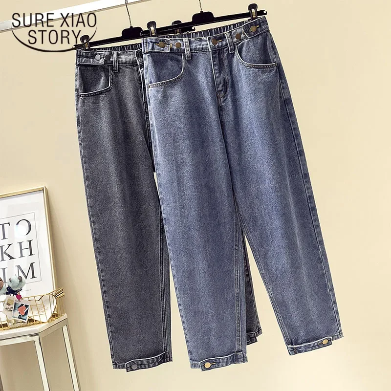 

Korean Clothes Boyfriend Jeans for Women High Waist Mom Jeans Loose Mom Feminino Harem Denim Trousers Loose Gray Blue 11716