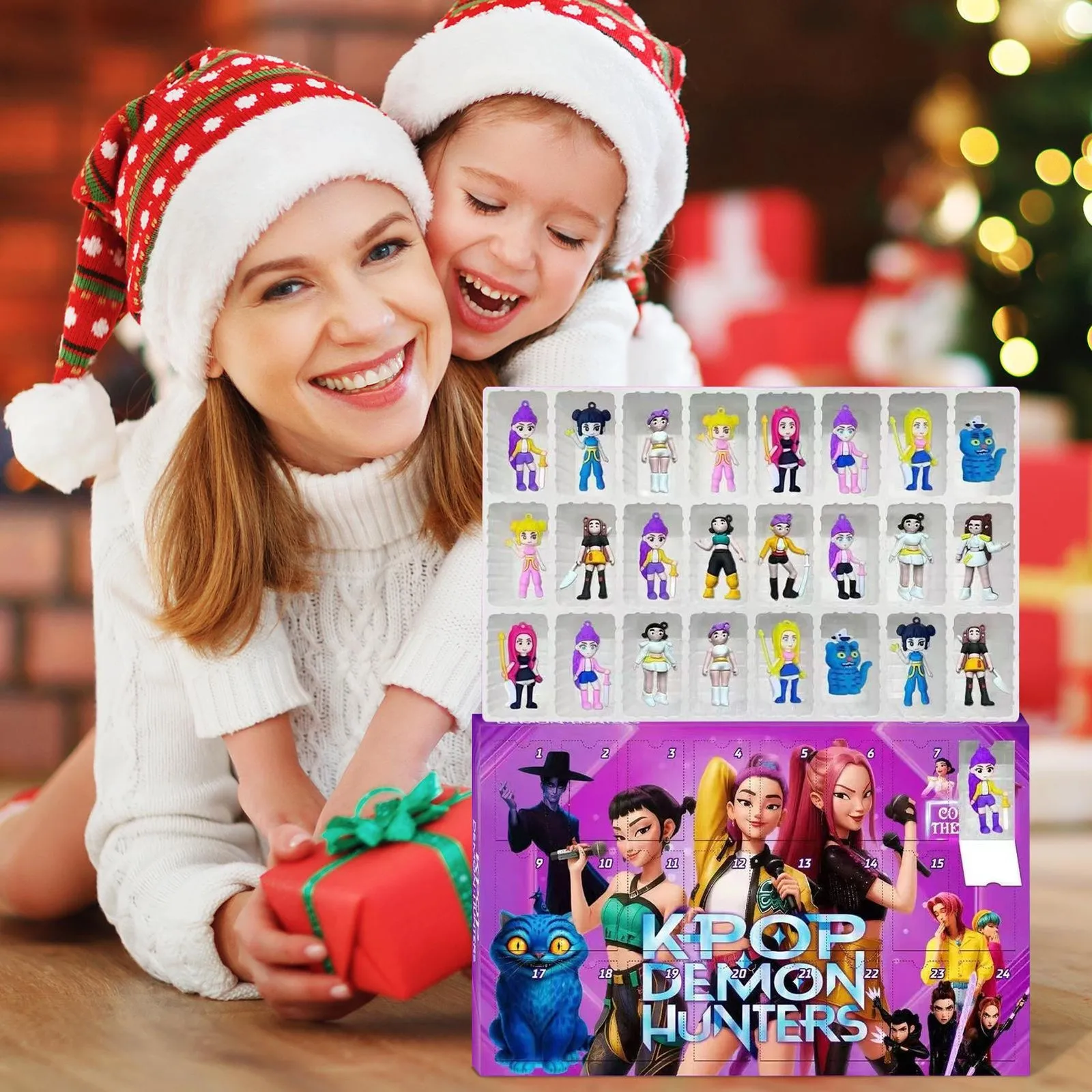Kpop شيطان الصيادين تقويم القدوم اللعب العد التنازلي 24 يوما هنتركس رومي ميرا زوي شجرة عيد الميلاد ليلة رأس السنة زينة الهدايا #5