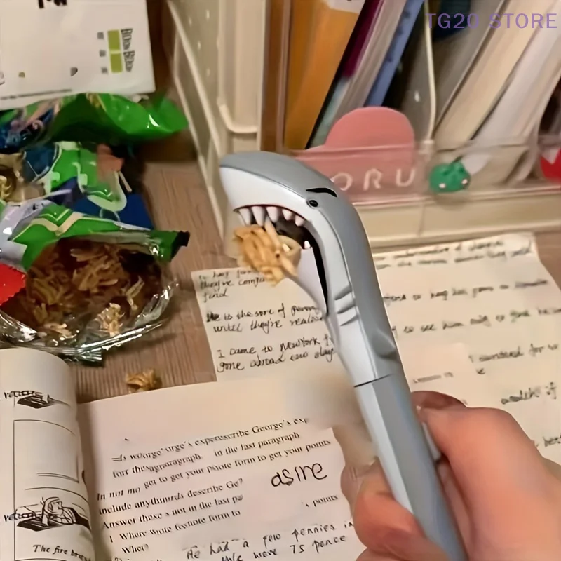 1 قطعة كبيرة الفم القرش شكل القلم كبير الأبيض الكرتون القرش قلم حبر جاف القرطاسية هدية للأطفال طالب مكتب القرطاسية #4