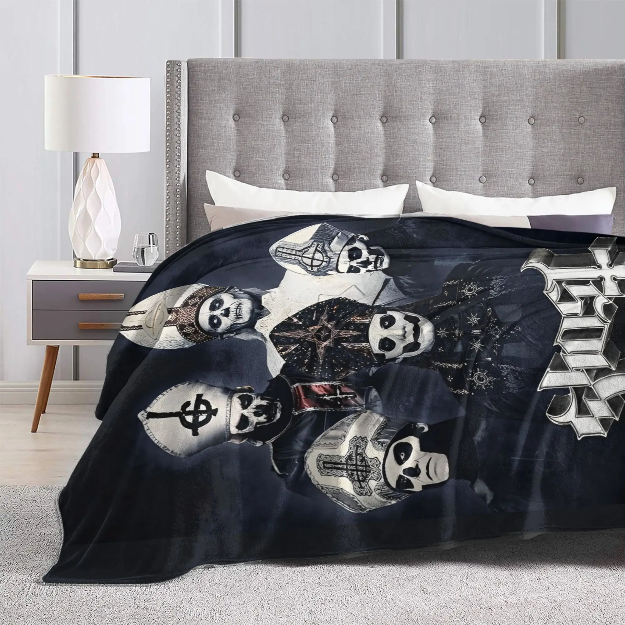 Ghost Band Blankets Velvet Swedish Rock Band Halloween  Lightweight Thin Throw Blankets for Bedding Couch Bed Rug