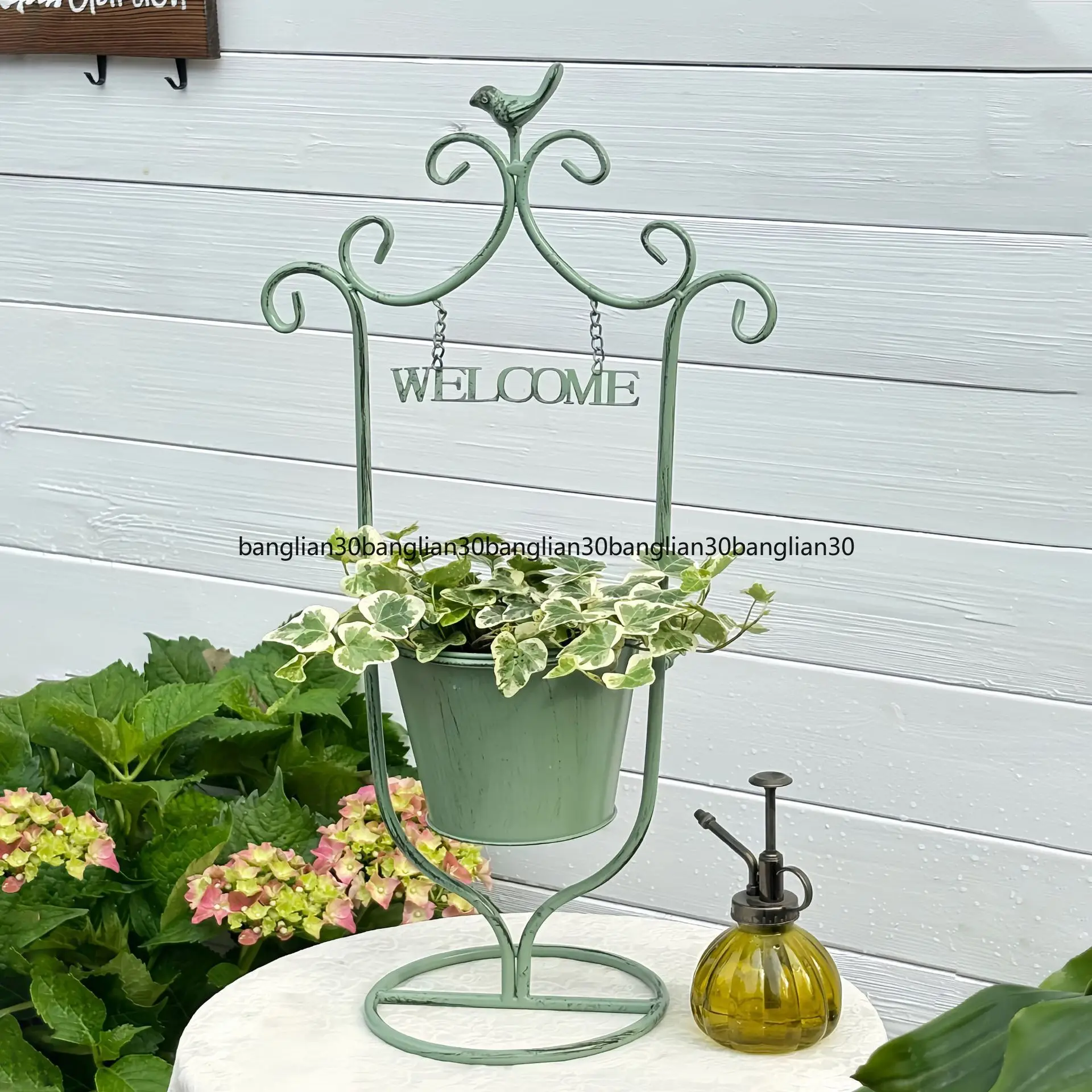 

Flower Pot Wrought Iron Outdoor Courtyard Garden Outdoor Balcony Hanging Orchid Flower Bucket Creative Decoration