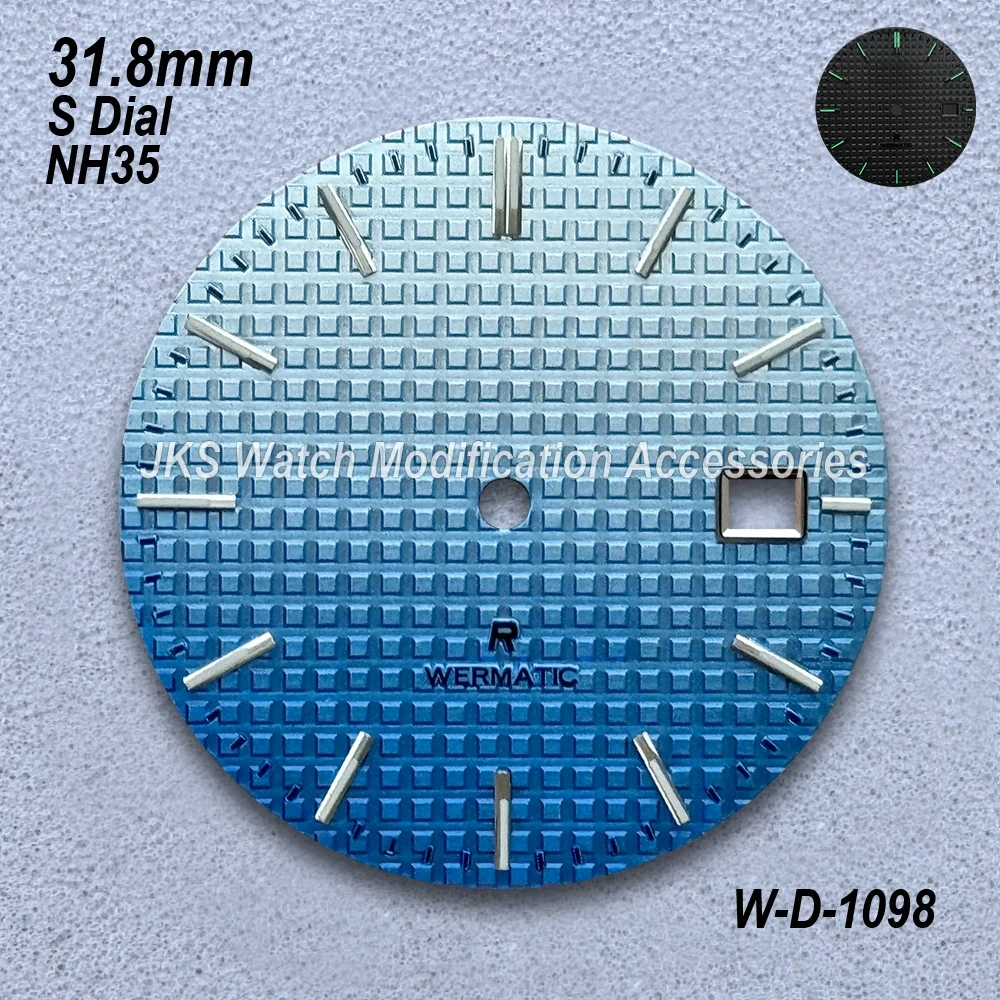31.8mm Oak Dial For NH35/NH36 Automatic Movement Green Luminous High-Quality Gradient Waffle Watch Modification Accessories
