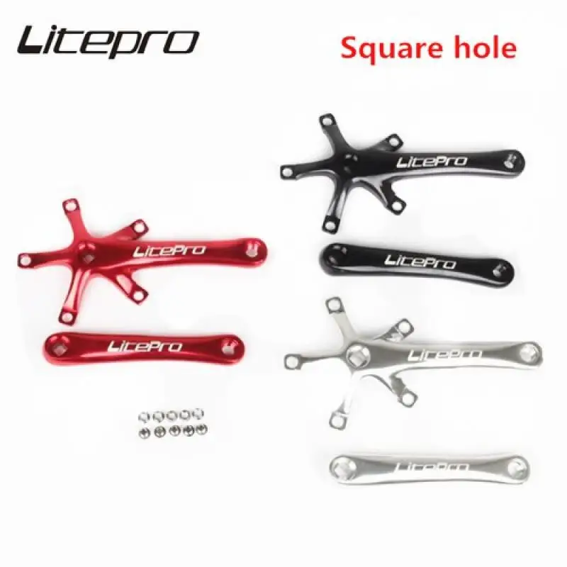Litepro Crank Arm Set Aluminum Alloy Square Hole 170mm BCD130 Lightweight Crankset for Folding Bicycle