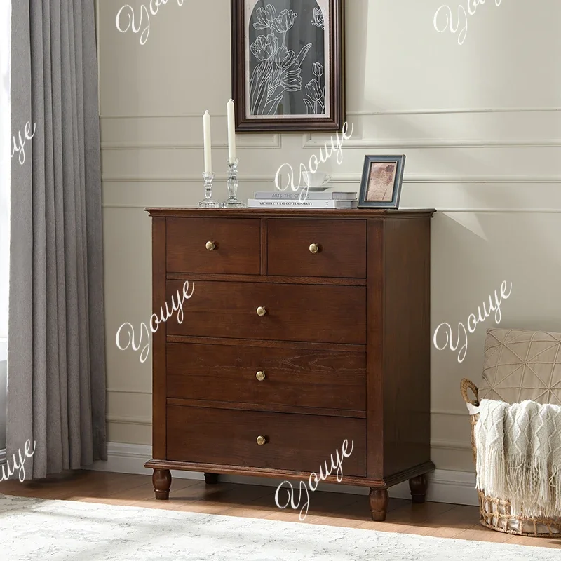 

J Sideboard American Vintage Bedroom Solid Wood Chest Of Drawers Bedside Locker Living Room Large Capacity Storage Drawer