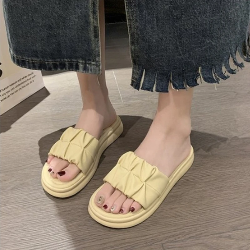 Summer Fashion Crossover Design Slippers Non-slip Platform Slides Comfort Seabeach Sandals Women Shoes Ladies' Home Flip Flops